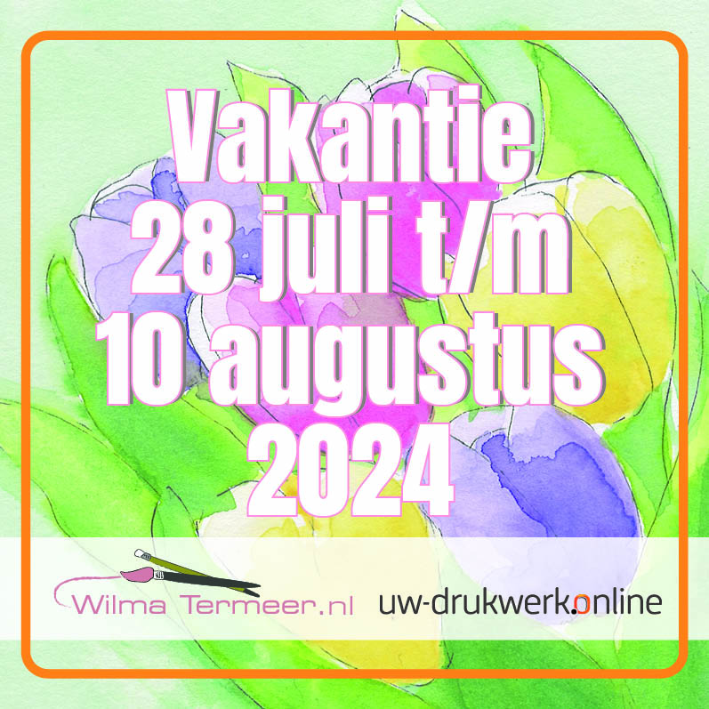 vakantie 28 juli t/m 10 augustus 2024